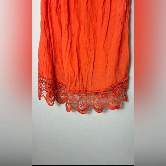 EUC Bright Orange Off Shoulder Lace Swim Beach Coverup Dress, Size Medium - Picture 9 of 9